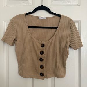 Zara Cropped Button Detail Tee